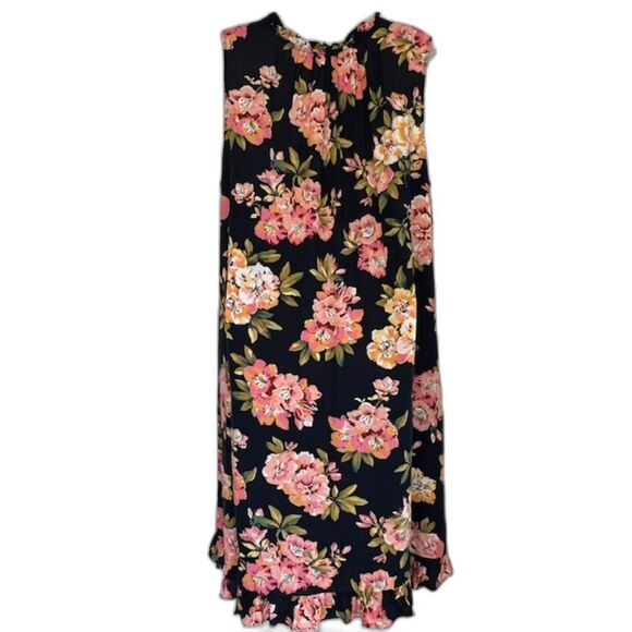 LOFT ANN TAYLOR NAVY BLUE FLORAL SHIFT SHEATH DRESS PLUS SIZE 18 RUFFLED TRIM - Picture 9 of 10